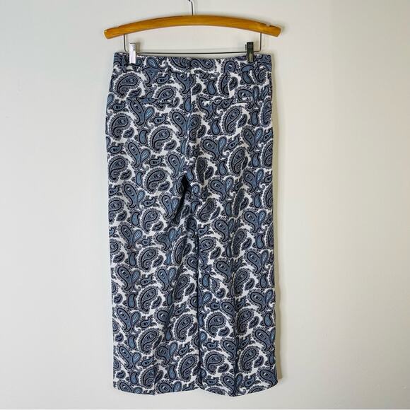 Banana Republic blue white paisley wide leg cropped coastal preppy pants 2 - Picture 6 of 8